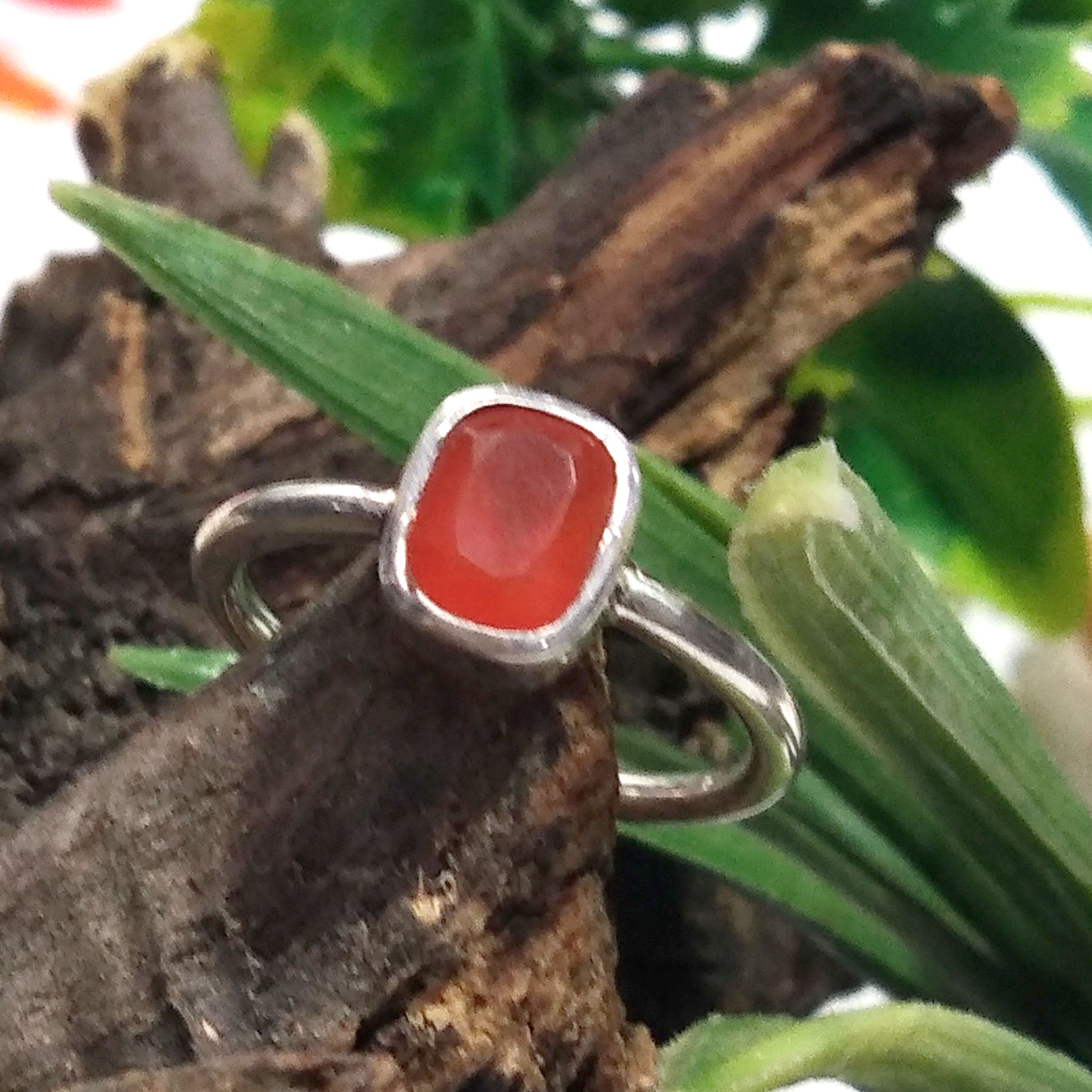 Natural Caroline Gemstone Ring, 925 Solid Starling Silver Ring, Jewelry Stone Size 7x6 mm Orange Caroline Ring Stone, Gift Birthday Ring